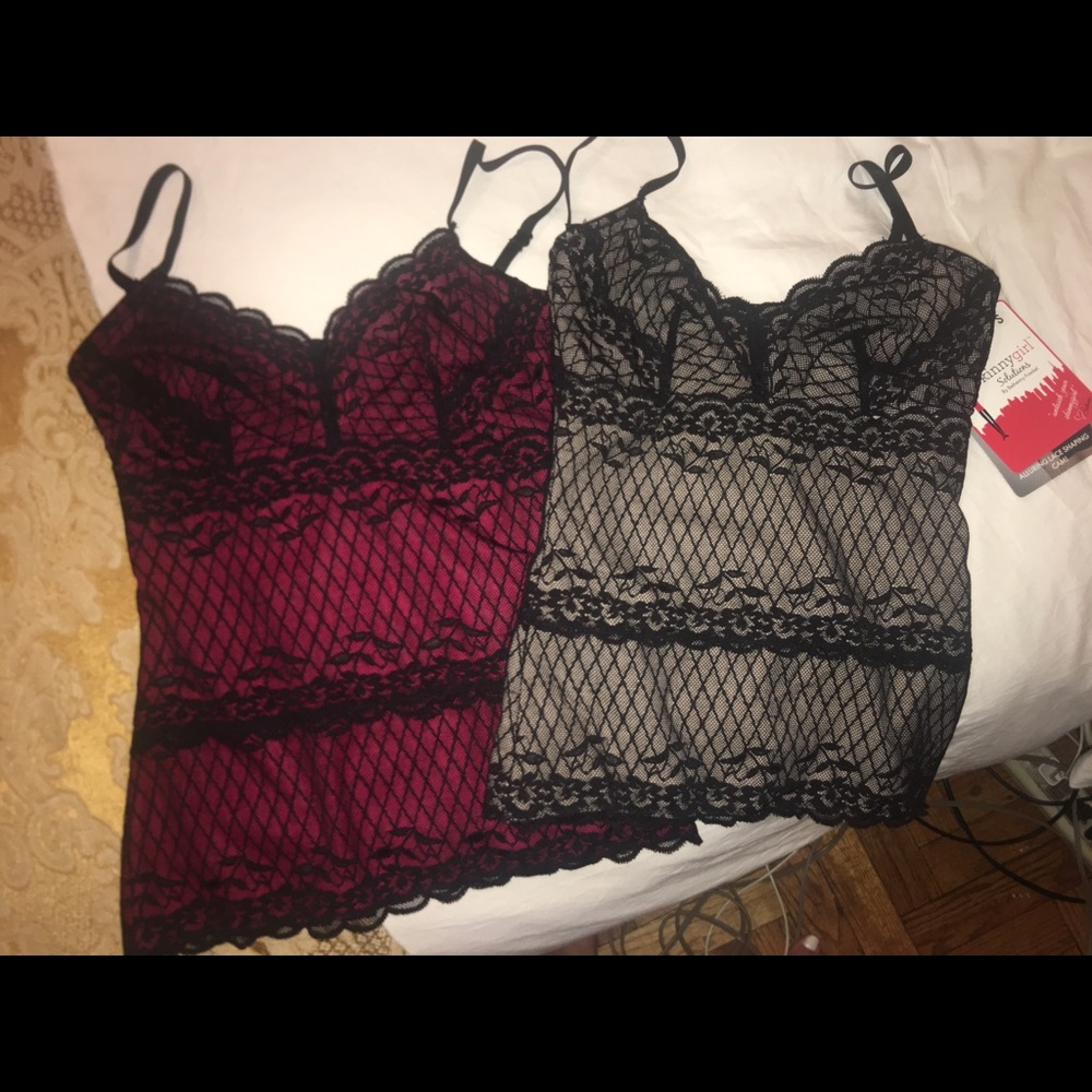 Skinnygirl lace shaping cami black and red M NWOT